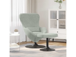 Vidaxl Cadeira Egg Com Puff Cinzento-claro Veludo