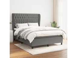 Vidaxl Cama Com Molas/colchão 140x200 Cm Tecido Cinzento-escuro
