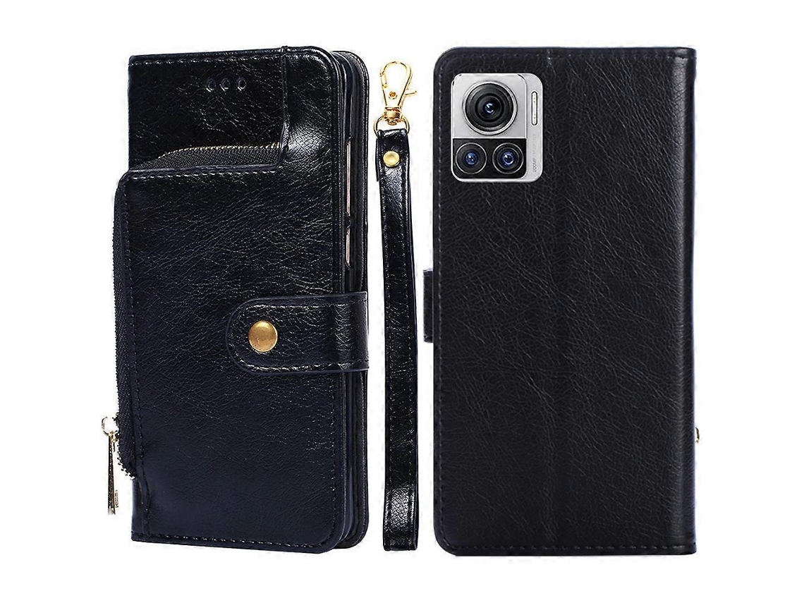 Capa De Couro Com Zíper E Aba Para Motorola Edge X30 Pro 5g / Edge 30 Ultra