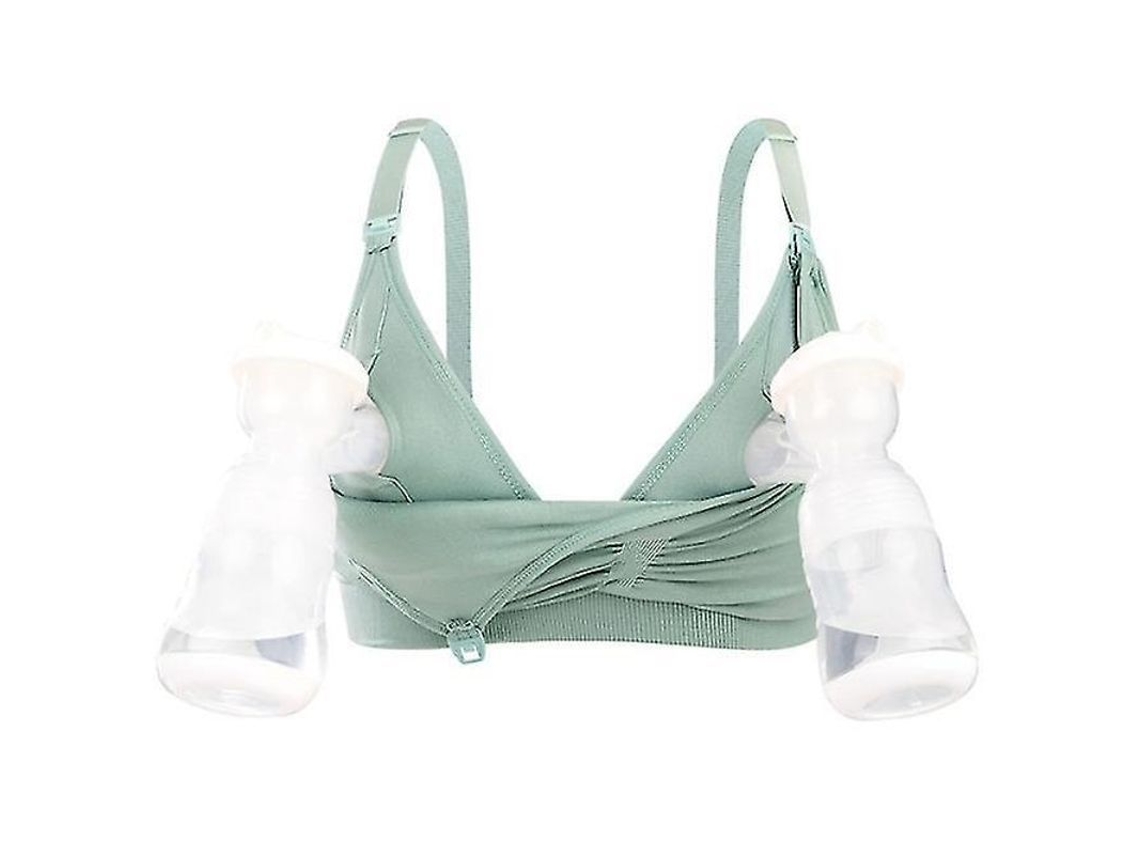Sutiã para Bomba de Leite Hands Free 2 em 1 com Suporte e Material Macio 93% Algodão 7% Spandex Verde