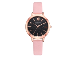 Relógio de Pulso Feminino Gaiety Casual Rosa Quartzo com Pulseira Pu e Mostrador Redondo