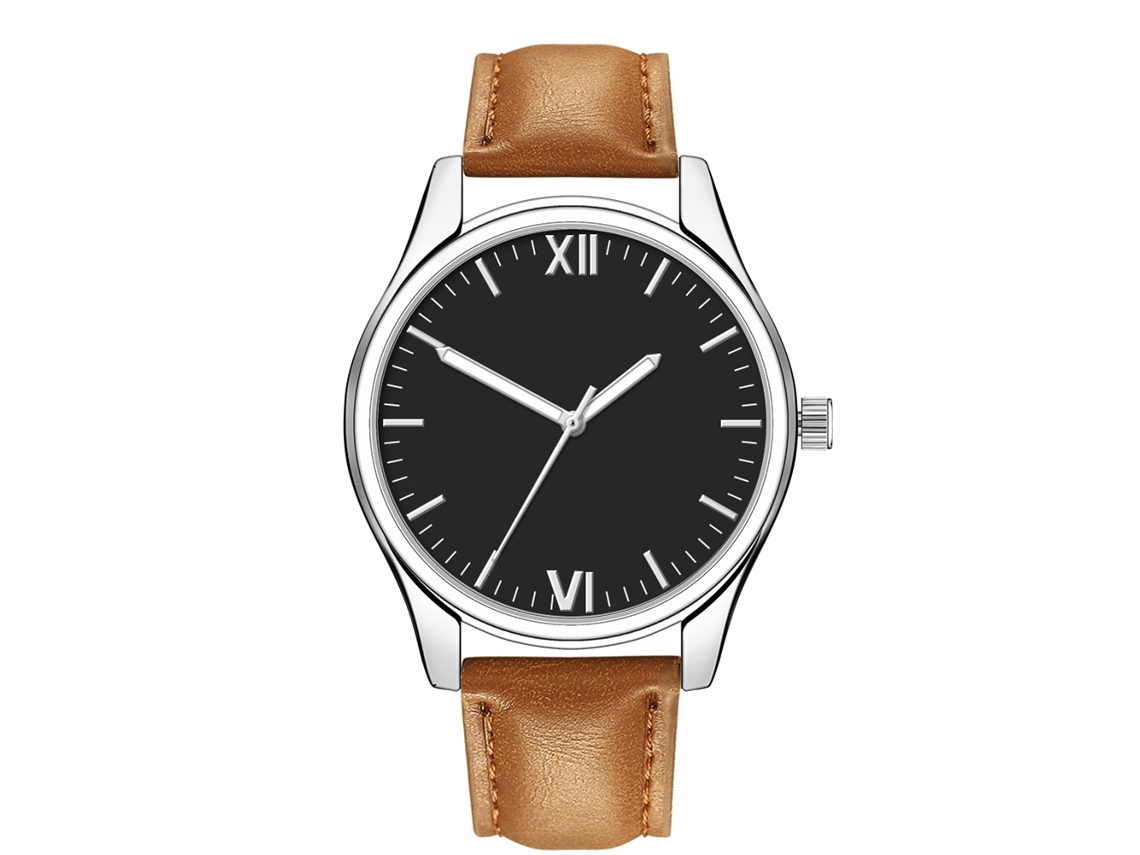 Relógio Masculino de Pulso Casual com Pulseira de Couro Pu e Movimento de Quartzo (1)