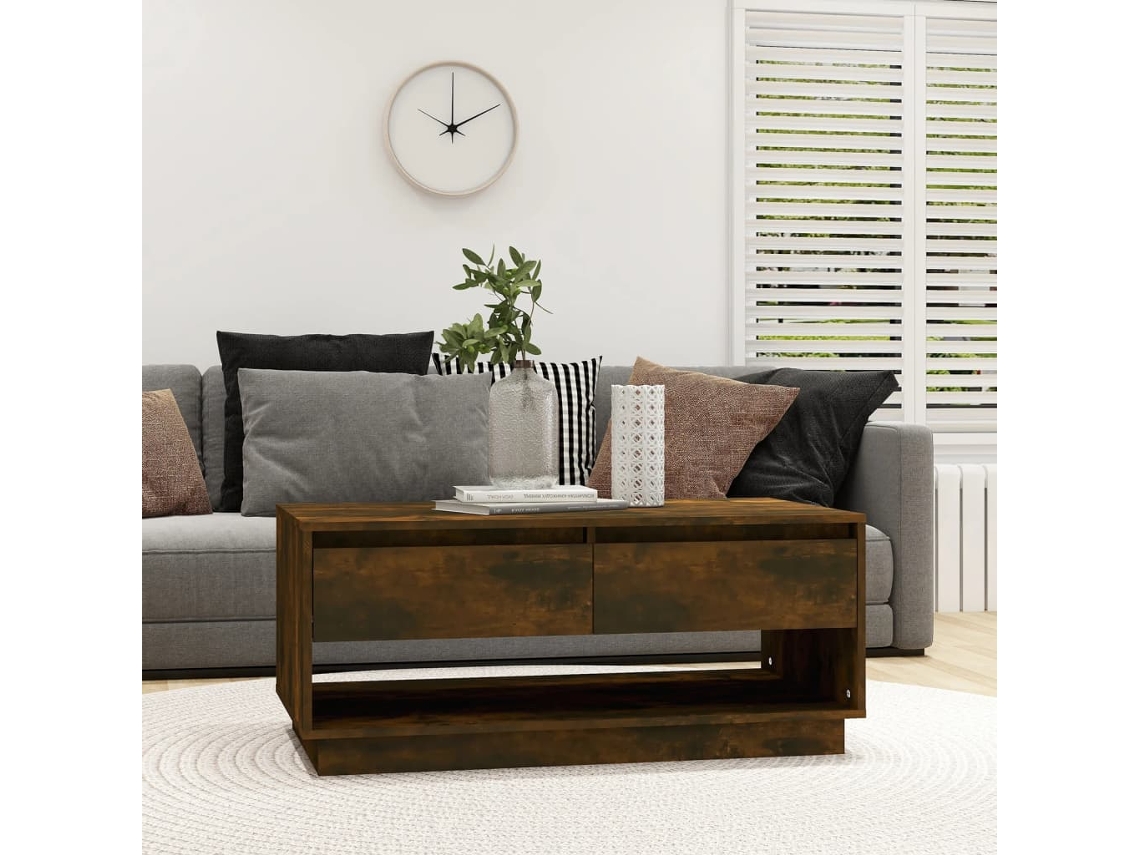 Vidaxl Mesa De Centro 102,5x55x44 Cm Derivados Madeira Carvalho Fumado