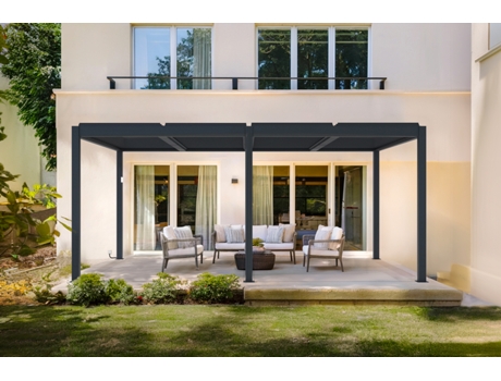 Pérgola Bioclimática Motorizada Santa 5x3m Em Alumínio Cinza