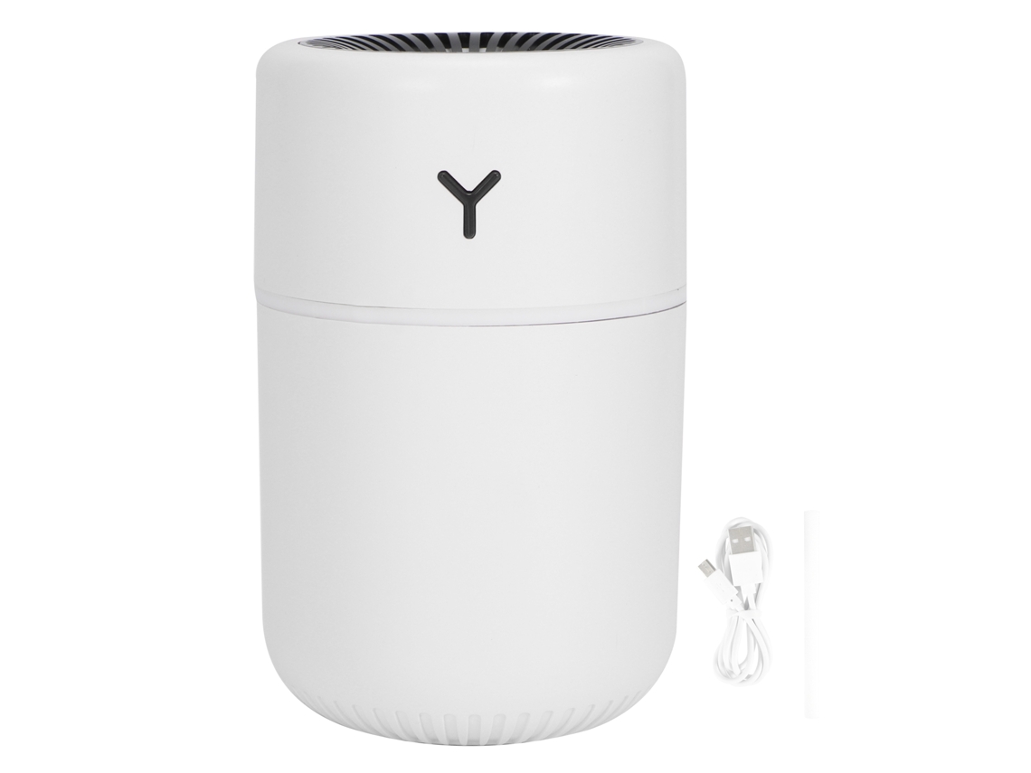 Umidificador de Mesa Mini Usb Recarregável 260ml com Luz Ambiente Colorida para Casa Branco