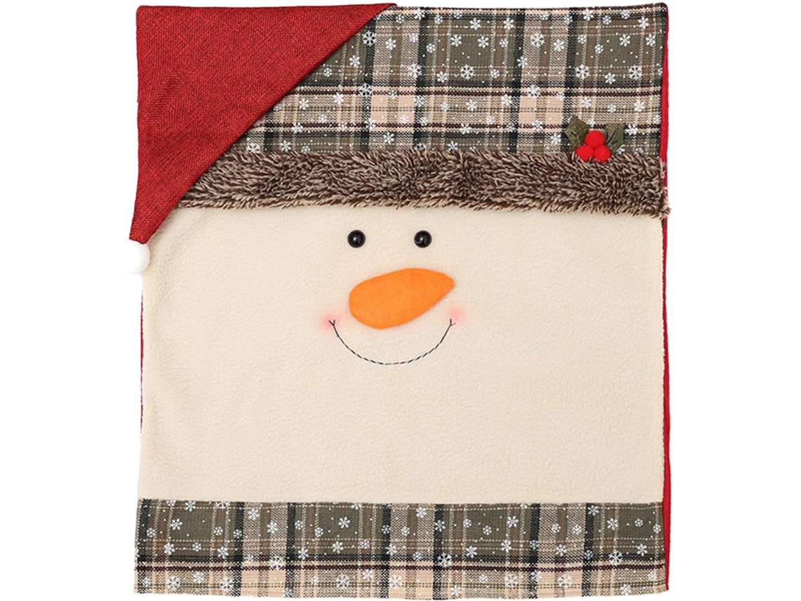 Capa De Cadeira Natal Com Boneco De Neve E Flocos Brancos Para Jantar