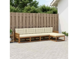Vidaxl Conjunto De Sofás Para Exterior 5 Pcs Natural E Creme
