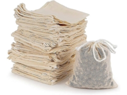 50 Bolsas de Muselina de Algodón Reutilizables, Bolsas de Filtro para Té Con Cordón para Cocinar, Hierbas Y Regalos