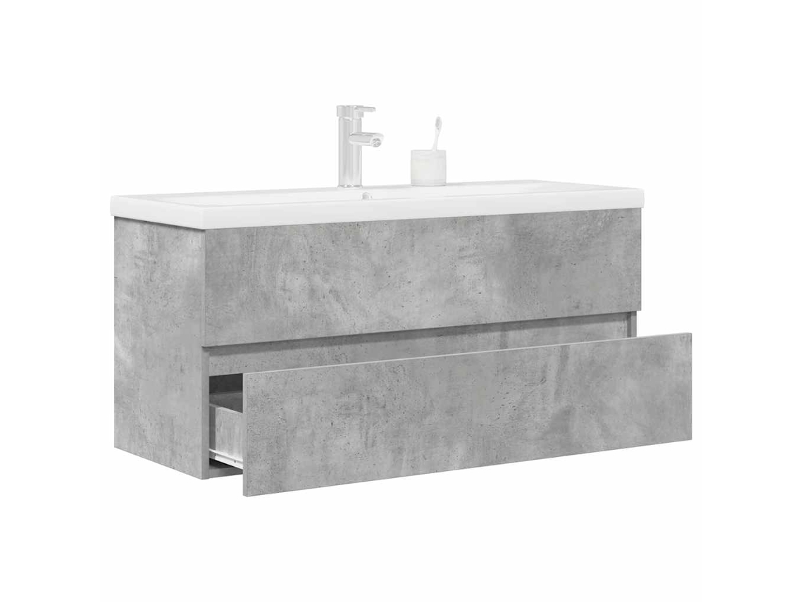 Vidaxl 2 Pcs Conj. Móveis Casa Banho Derivados Madeira Cinza Cimento