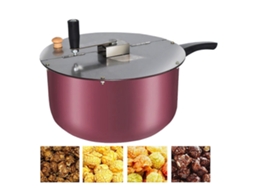 Máquina De Pipoca De 6 Litros Em Aço Inoxidável Vermelho Para Fogão, Com Panela Antiaderente Para Fogões A Gás E De Indução.
