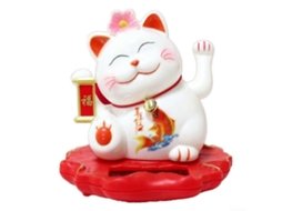 Gato Da Sorte Acenando, Movido A Energia Solar. Uma Peça Decorativa Para Atrair Energia De Riqueza . Olysi Shop (2314 Branco)
