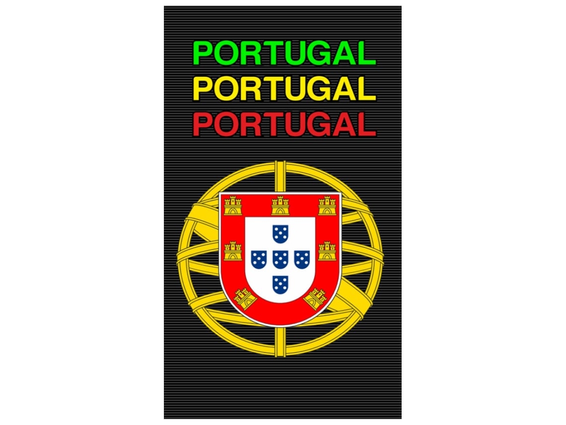 Toalha De Praia Microfibra Preta Escudo Portugal Triplo