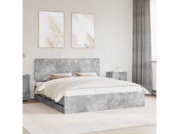 Vidaxl Estrutura Da Cama Cinzento 180 X 200 Cm Madeira De Engenharia