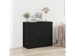 Aparador de roble negro 80x33x70 cm Madera de ingeniería