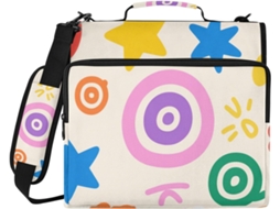 Pasta Fofa E Colorida Com Círculos Em Formato De Estrela 3, 8cm, 3 Argolas Com Bolsos Extras, Alça De Ombro E Mão