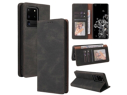 Capa De Couro Com Fecho De Sucção Simples, Abertura Horizontal, Suporte, Compartimento Para Cartões E Carteira Para Samsung Galaxy S20 Ultra.