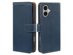 Capa Carteira De Couro Com Bloqueio Rfid, Textura De Lichia E Fecho Magnético Com Som De Guizo, Compatível Com Iphone 17 (azul).