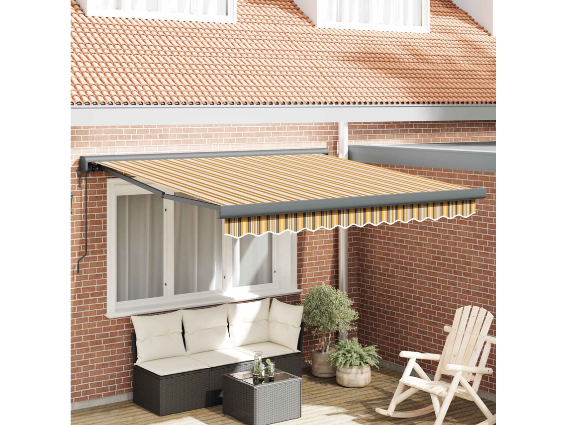 Vidaxl Toldo Retrátil Multicolor 300 X 250 X 165 Cm Tecido E Metal