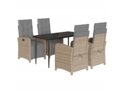 Conjunto de 5 Jantar para Jardim com Almofadões Vime Pe Bege MAISON EXCLUSIVE