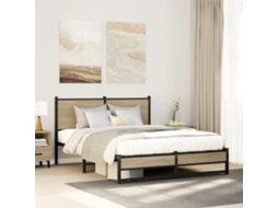 Vidaxl Estrutura De Cama Sem Colchão 137x190 Cm Metal Carvalho Sonoma