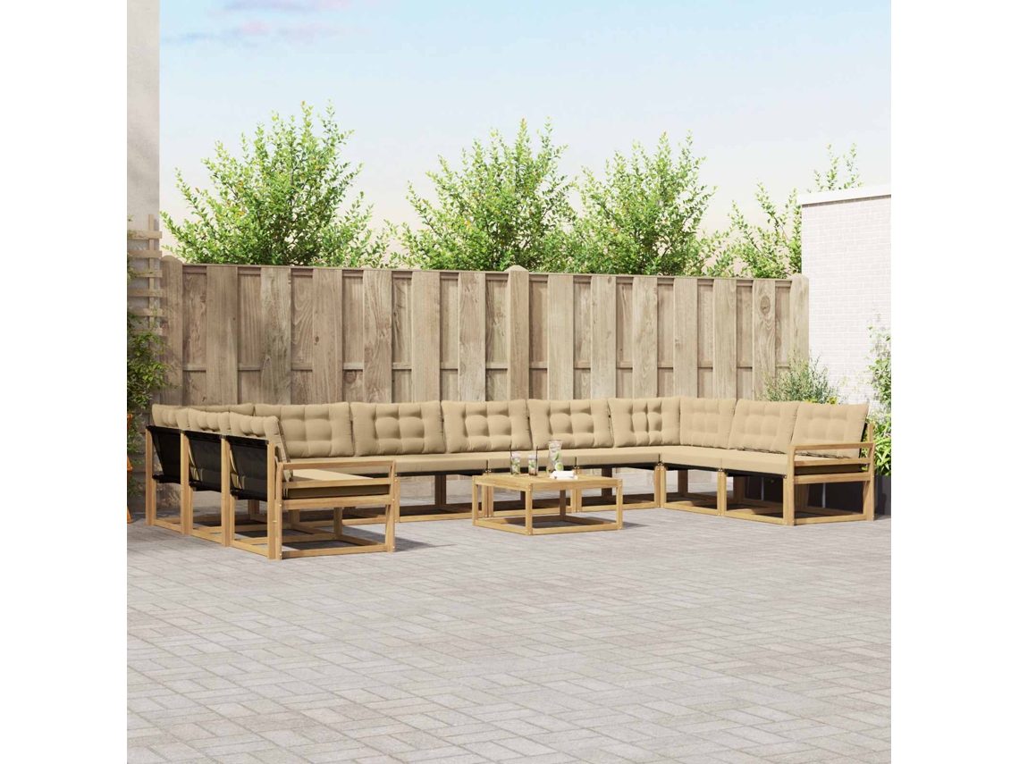 Vidaxl Conjunto De Sofás Para Exterior 11 Unid. Branco E Bege