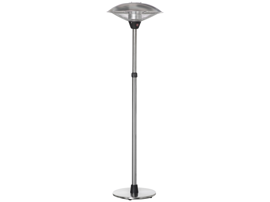 Aquecedor De Jardim Elétrico 3000w Infravermelho Com 3 Níveis De Proteção Ip44 Ø58,5x160-200cm Prata