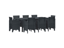 Conjunto 9 Jantar Ao Ar Livre Vidaxl Antracite Polipropileno (200 X 100 X 73 Cm)