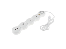 Régua De Tomadas Flexível Com Protetor Contra Surtos, 2 Portas Usb E 4 Tomadas . Olysi Shop (branca)