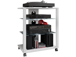 Móveis Hifi Rack Vidro Fono Folas Rodízios Vcm