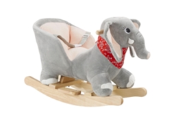 Tectake Elefante De Baloiço Com Revestimento De Pelúcia, A Partir Dos 12 Meses, Cinzento