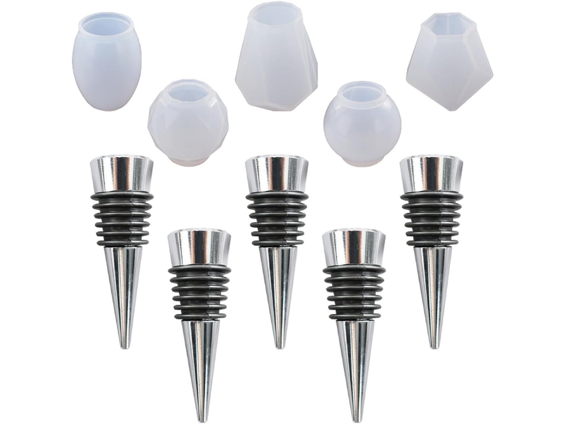 Conjunto De 5 Moldes De Silicone Flexíveis Para Rolhas De Vinho Caseiras