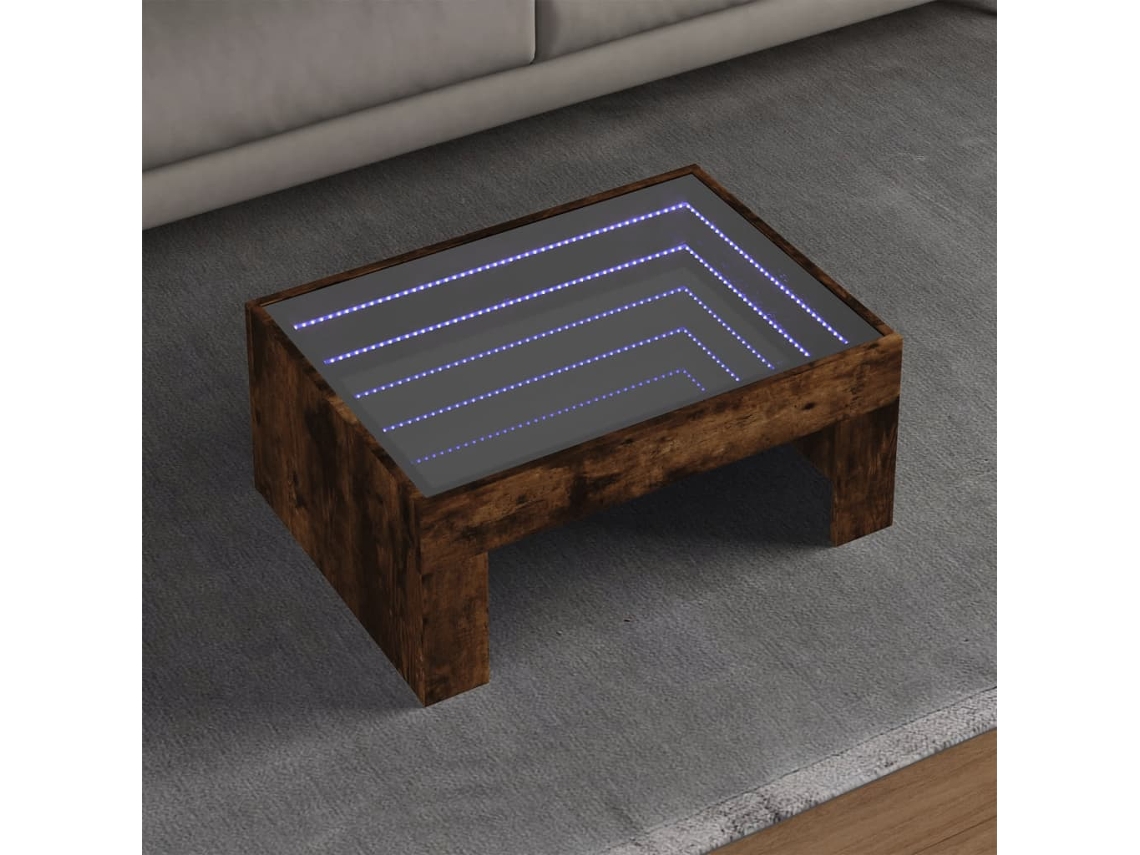 Vidaxl Mesa De Centro Luzes Led Infinity 70x50x30 Cm Carvalho Fumado