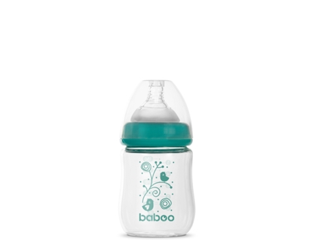Biberão de Vidro Anti-Cólicas BABOO Gargalo Largo 150 Ml 0 Meses