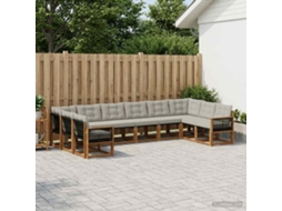 Vidaxl Conjunto De Sofás Para Exterior 10 Unid. Natural E Cinza Claro
