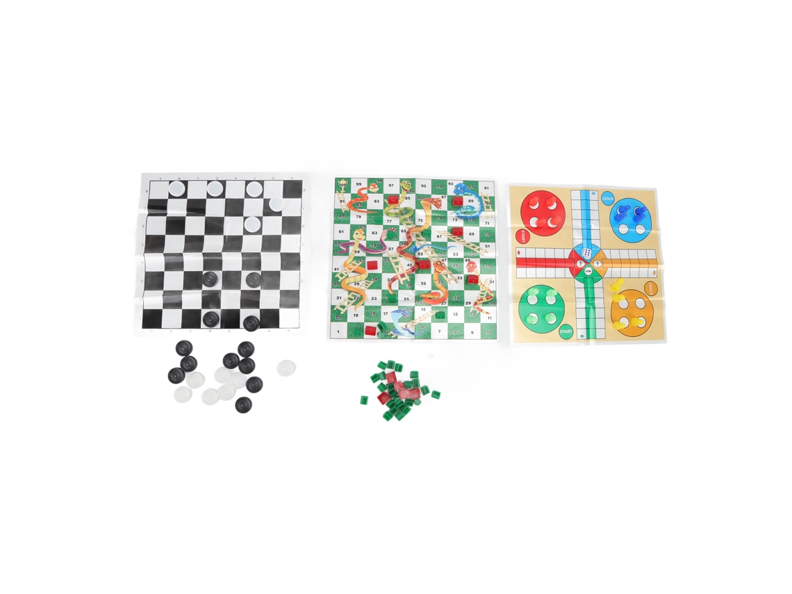 Jogo de Mesa 4 em 1, Plegável, Portátil, Damas Internacional e Ajedrez, para Crianças S/MARCA