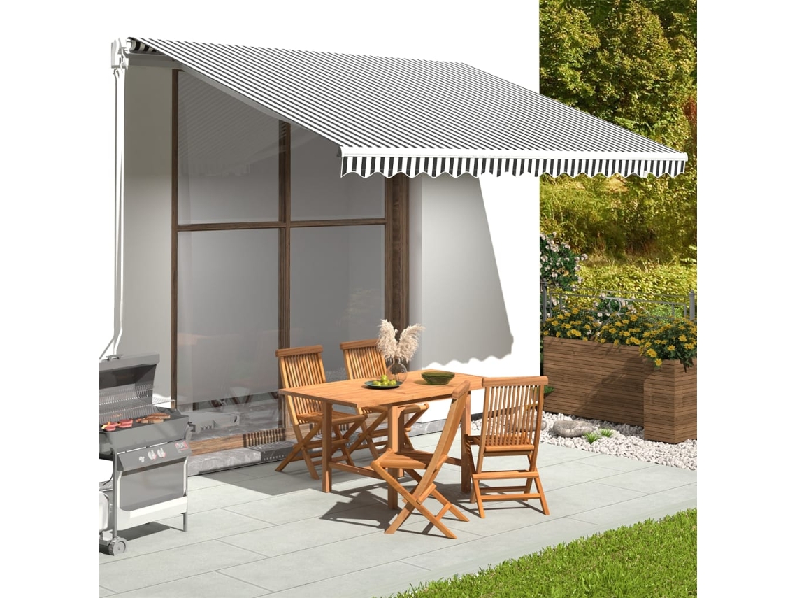 Vidaxl Tecido De Substituição Para Toldo Antracite E Branco 380x345 Cm Poliéster