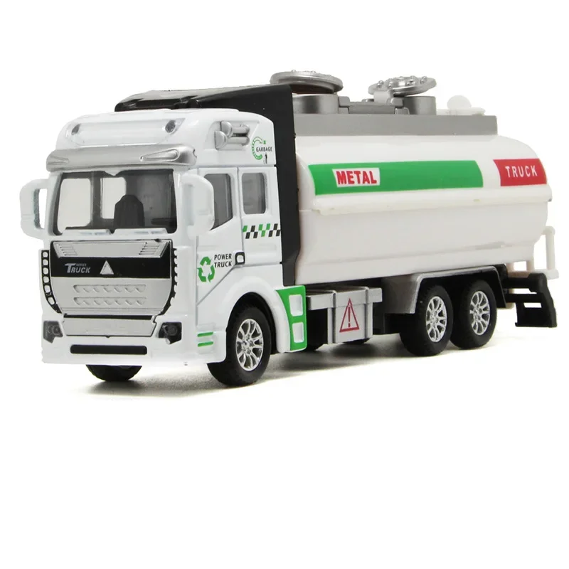 (branco) Veículo De Engenharia Em Liga Metálica, Caminhão De Lixo, Caminhão Pulverizador De Óleo, Modelo De Carrinho De Brinquedo Infantil