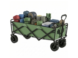Carrinho Jardim de Dobrável 130l com Rodas. Trailer de Alta Resistência com Freios. Alça Ajustável. Verde