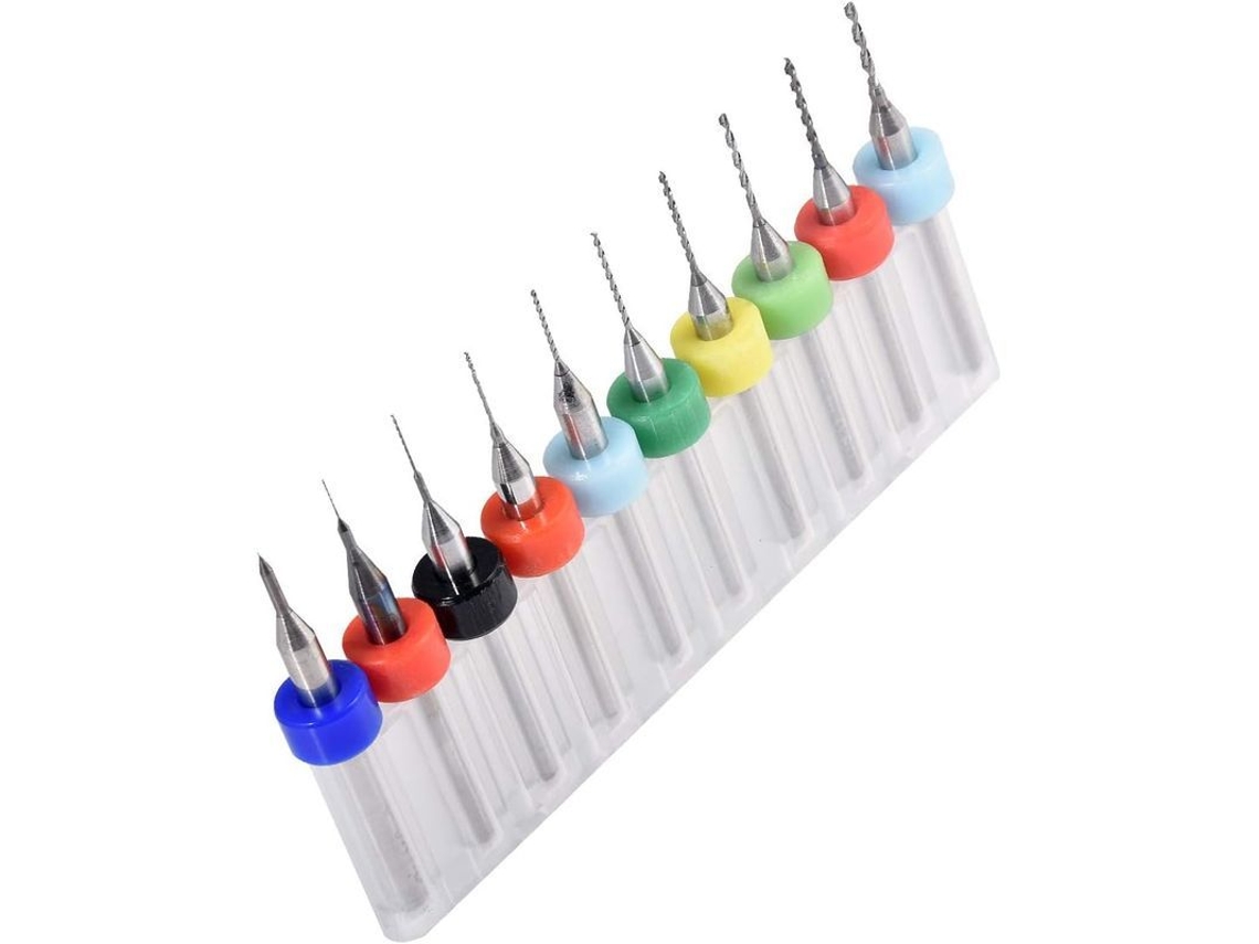 10 Pontas de Broca Mini Pcb 0.1 1.0mm, Carburo Espiral para Ferramentas Rotativas de Joalharia Cnc