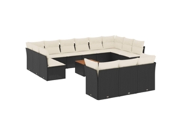 Conjunto de 14 Sofás P/ Jardim C/ Almofadões Vime Pe Preto MAISON EXCLUSIVE (14 pcs)