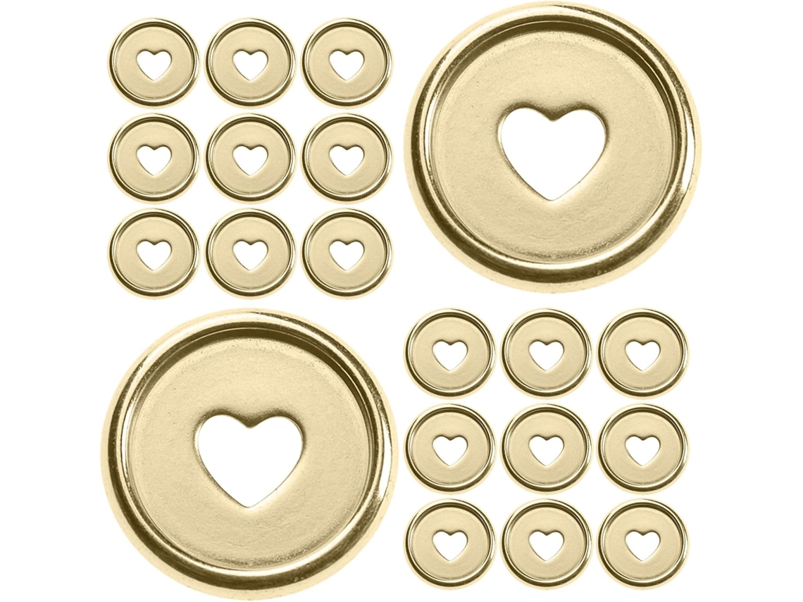 Pacote com 50 Discos de Encadernação Plástico Alipis Gold Heart, Unidades, Anéis Redondos para Discos, Acessór