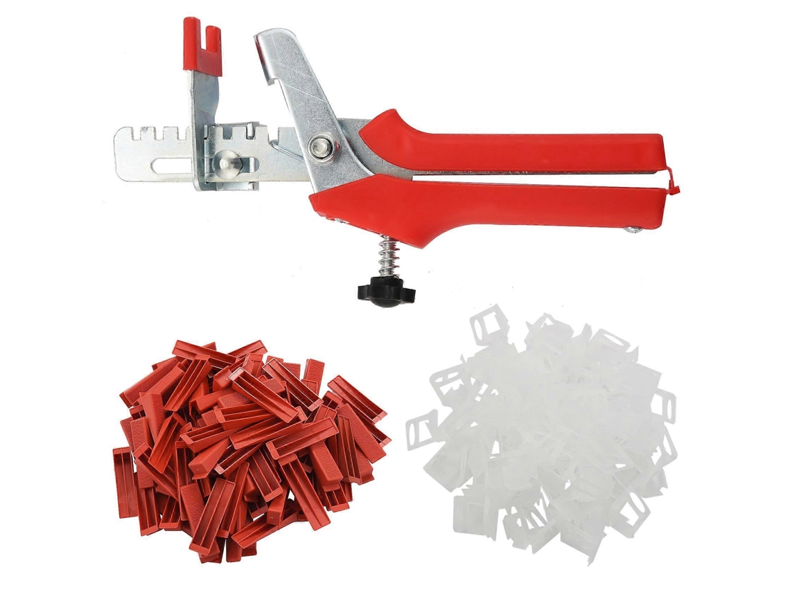 Lurelia Kit Nivelador De Ladrilhos, 300 Clipes, 100 Cunhas E 1 Alicate, 2 Mm, Vermelho, Pp Para Cerâmica, Ref W015