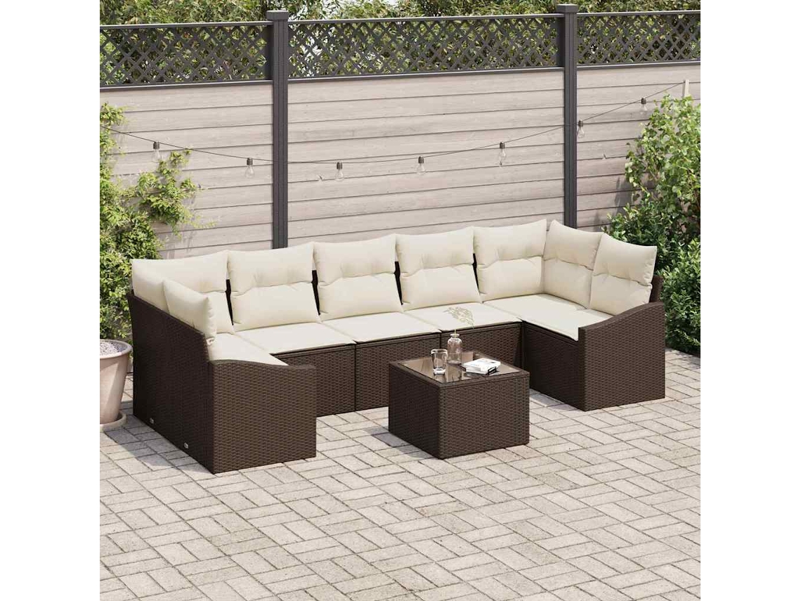 Vidaxl Conjunto De Sofás Manual Marrom E Creme 55 X 55 X 37 Cm Vime Pe