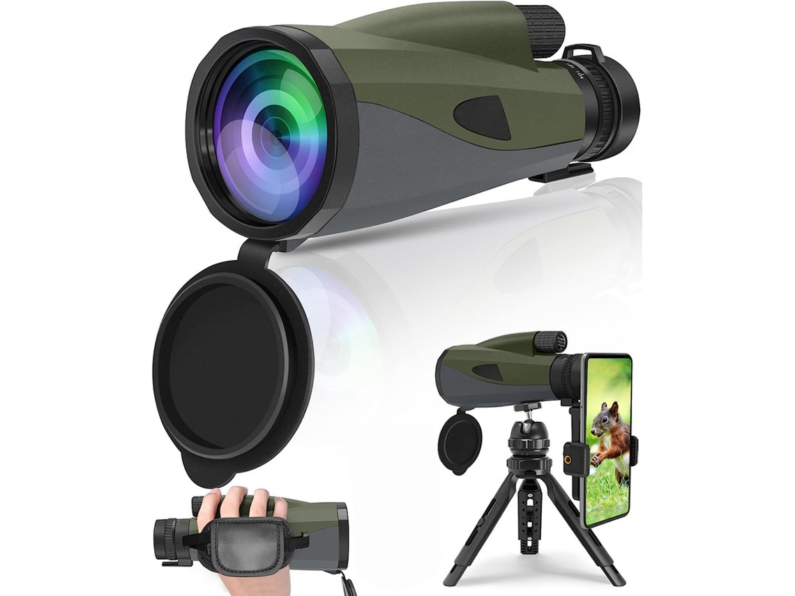 Monocular 10 30x60 Com Prisma Bak4 E Lente Fmc Para Observação De Pássaros, Caça, Caminhadas, Camping, Cinza Bestvite