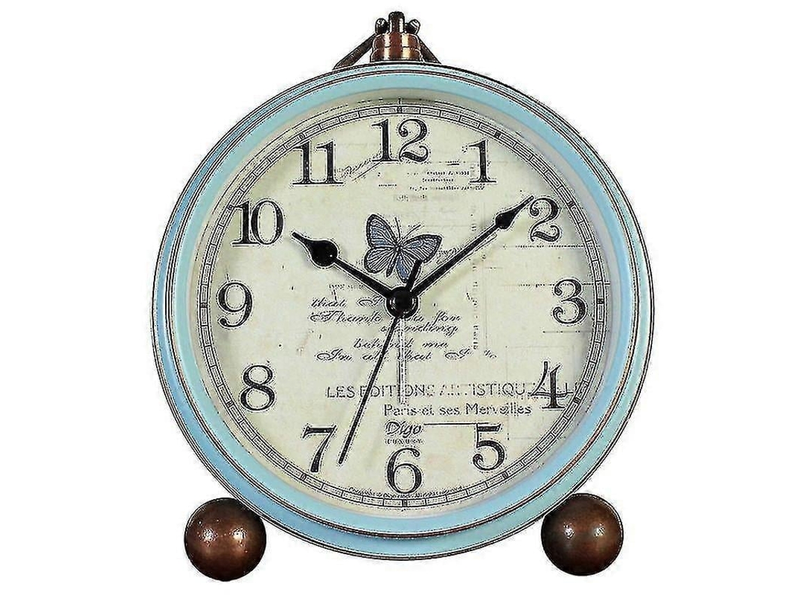 Relógio de Mesa Azul, Silencioso, Estilo Retrô, com Despertador Antigo, 13, 2 Cm BRILVIBERA (5, 2 Polegadas)