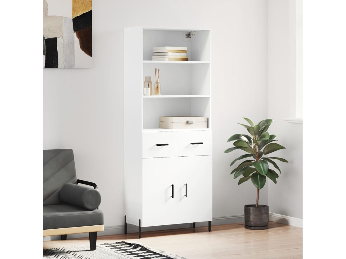 Vidaxl Armário Alto 69,5x34x180 Cm Derivados De Madeira Branco