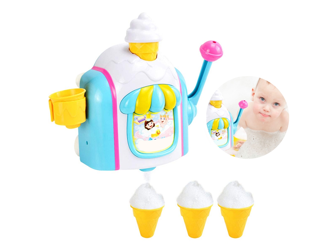 Brinquedo de Banho BJ Ice Cream and Bubble Machine, Fábrica de Casquinhas de Espuma, Diversão Garantida para Banheira