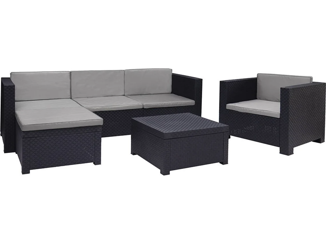 Conjunto Jardim SHAF Manhattan (Antracite - Resina - 190x122x72cm)