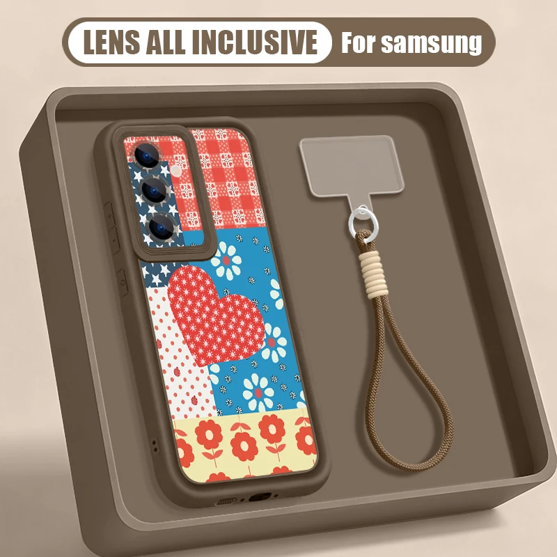 Capa Para Celular Samsung Galaxy S25 Edge Com Estampa De Coração E Cordão (café)