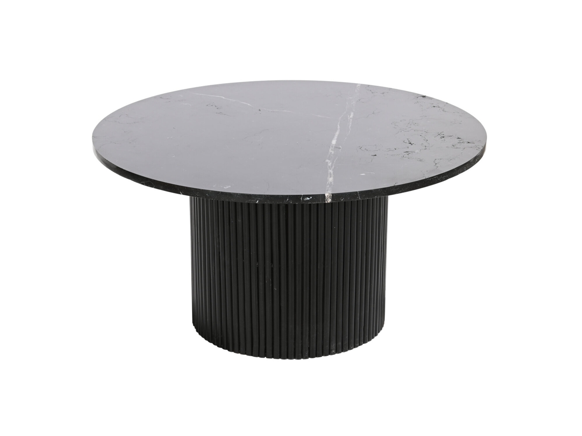 Mesa de Centro em Mármore Preto e Madeira, 80x80x42cm ALEXANDRA HOUSE LIVING
